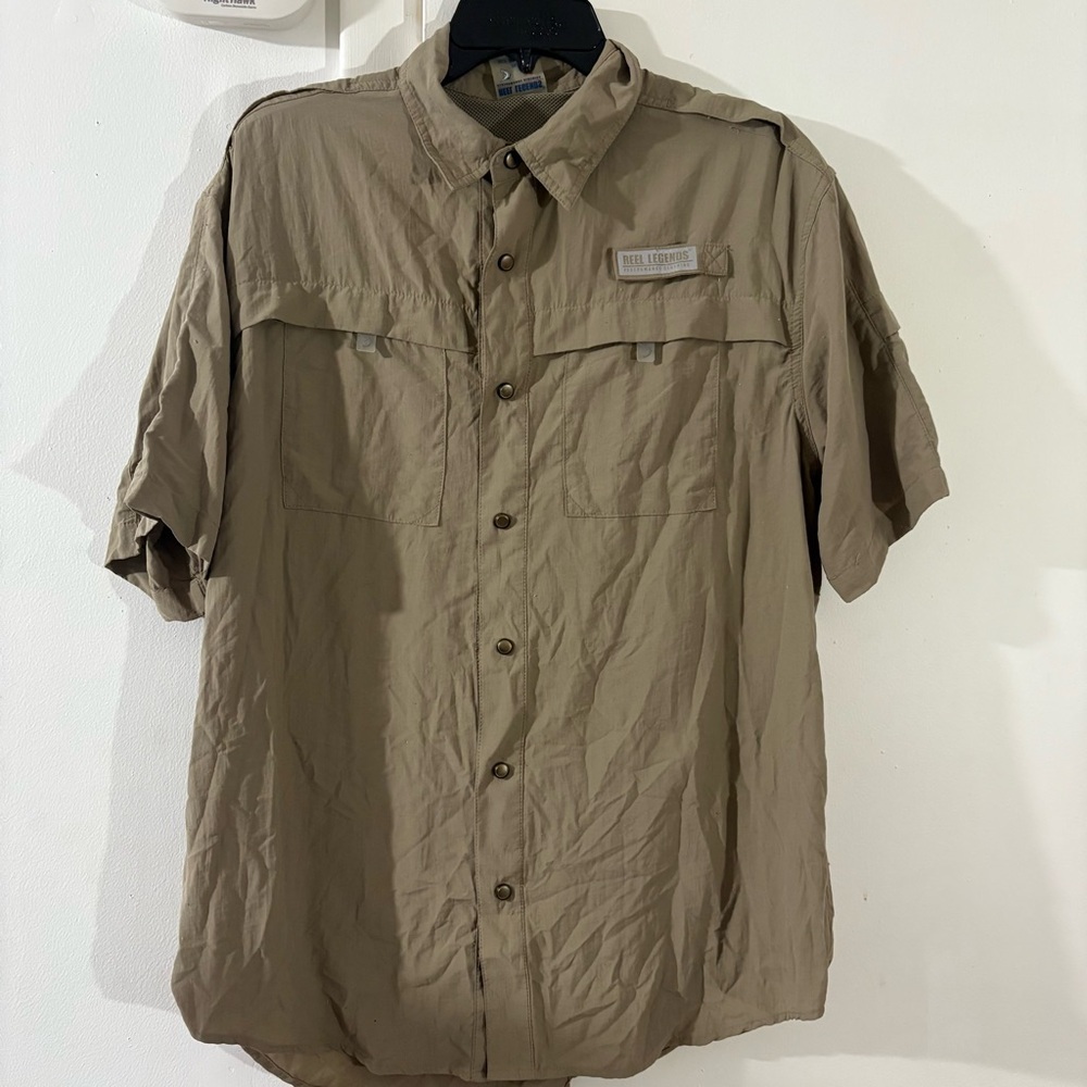 Reel Legends Tan Casual Button Down Shirt